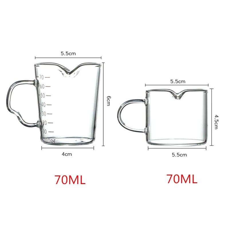 Set of 2 Glass Milk Jug Twin Spout Pouring Coffee Cream Sauce Jug Barista Craft Coffee Latte Milk Frothing Jug Pitcher