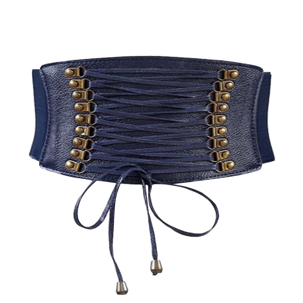 MISS M-cinturón ancho para mujer, con flecos elásticos, cinturón ancho, Ultra Super Correa, cinturón ancho atado, faja: Dark Blue