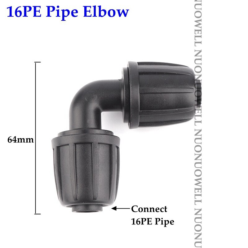 2 stuks 16mm irrigatie pe buisconnectoren borgmoeren tuinwaterconnector landbouwbewateringsbuis slangkoppelingen buisverbindingen: 16pe elleboog