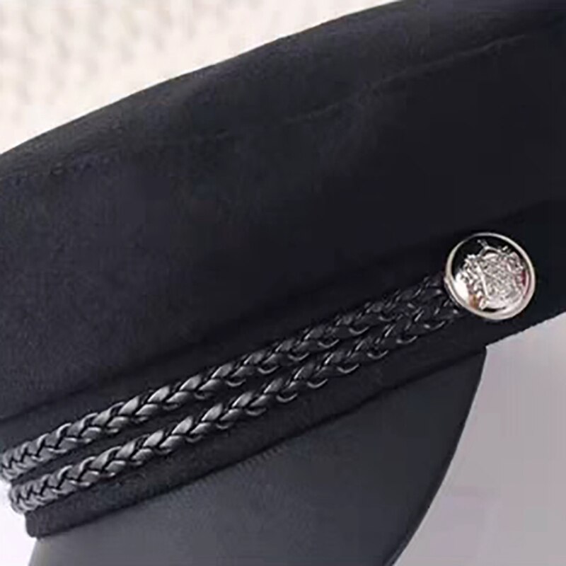 Ottekantede hatte kvinder flade top cap strings hængslet retro knap parasol ruskind bomuld hat hovedbeklædning udendørs tilbehør