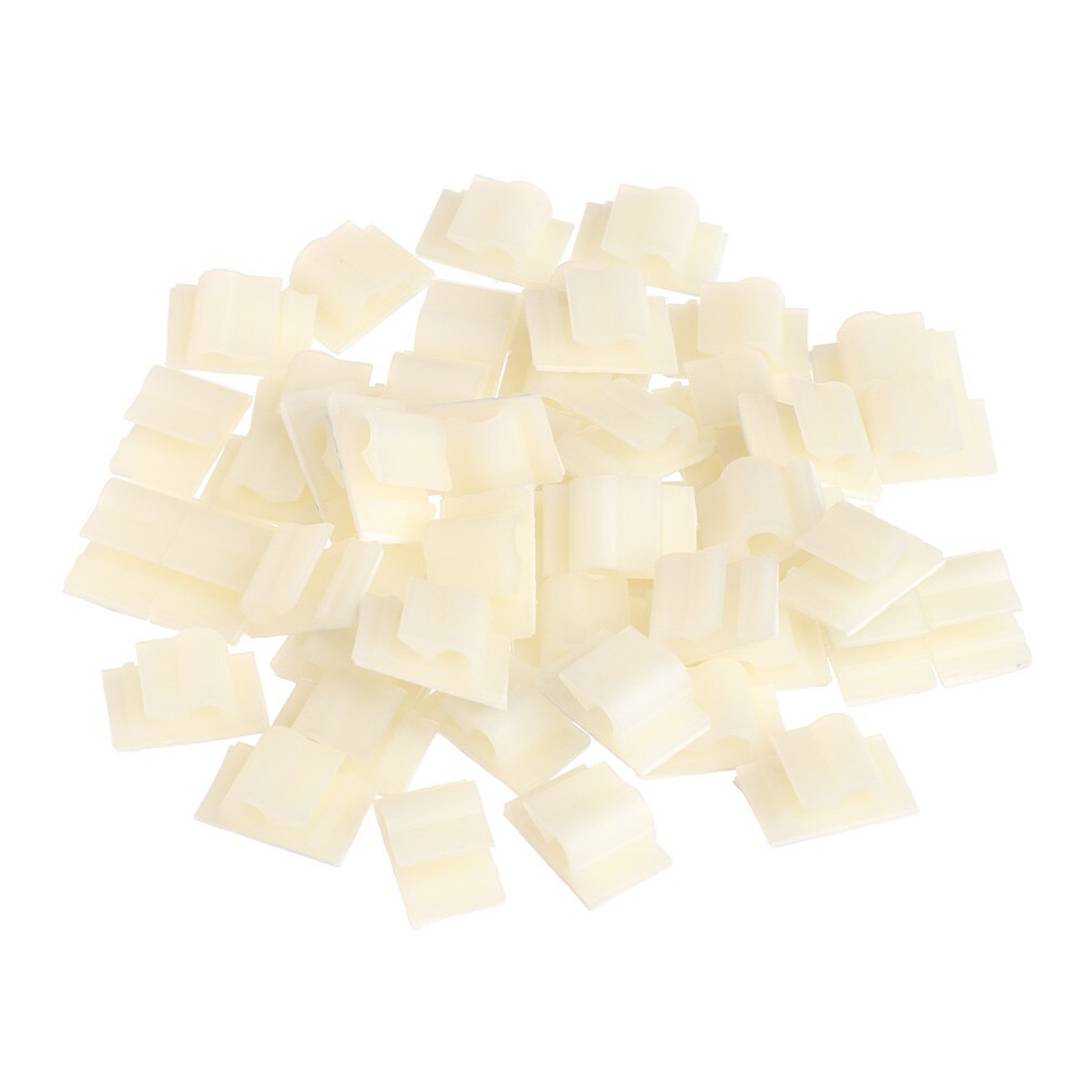 50 stuks Zelfklevende Cord Management Klem Nylon Kabel Clips Draad Leiding Haak Bevestigingsmiddelen Kabel Organizer Kabelbinder Vaste Klem: WHITE
