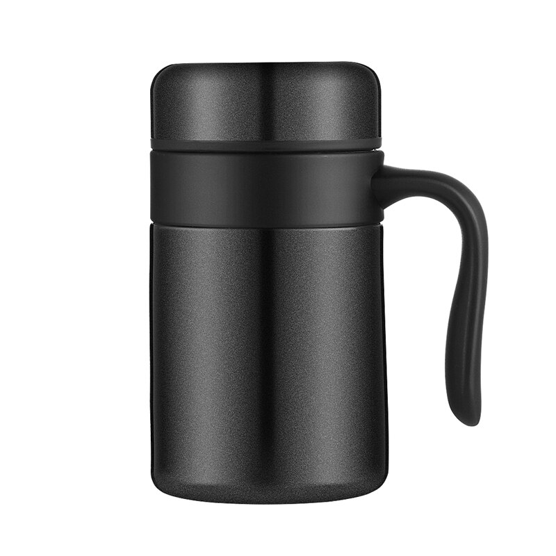 oneisall 350ML 304 Stainless Steel Thermos Mugs Office Cup Handle Lid Thermal Insulation Tea Mug Vaccum Cup Office Thermoses