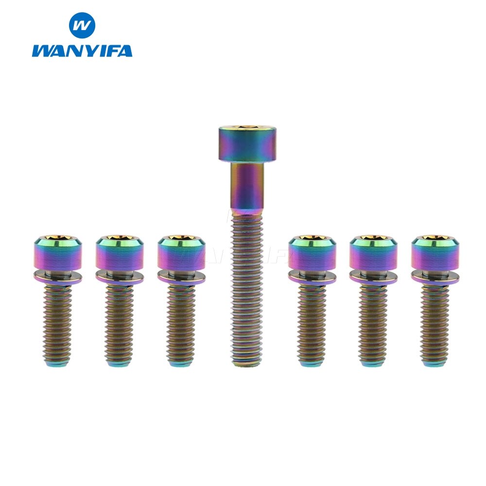 Wanyifa 6Pcs M6x16 18 20 25mm Titanium Bolt with Washers + 1Pcs M6x35mm Column Head Ti Titanium Screws Bolts: M6x20mm Rainbow