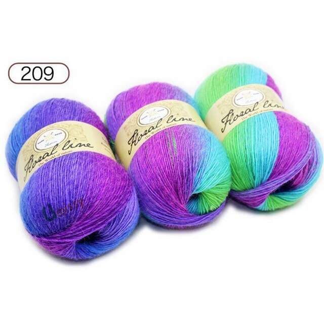 Yarn 5pcs X 100g Rainbow Line Fancy Melange Yarn 100% Cashmere Wool Yarn knitting 20 Colors: 5PCS      209
