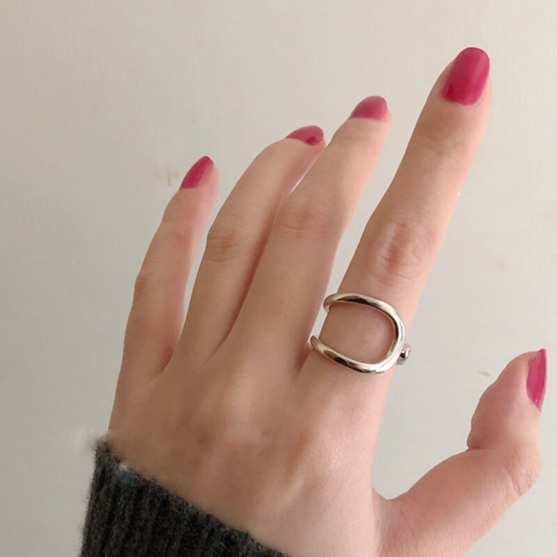 HUANZHI 2020 nowy modny kropla wody metal podwójna warstwa krzywa drążą nieregularne krzywa pierścień dla kobiet impreza modna biżuteria prezent