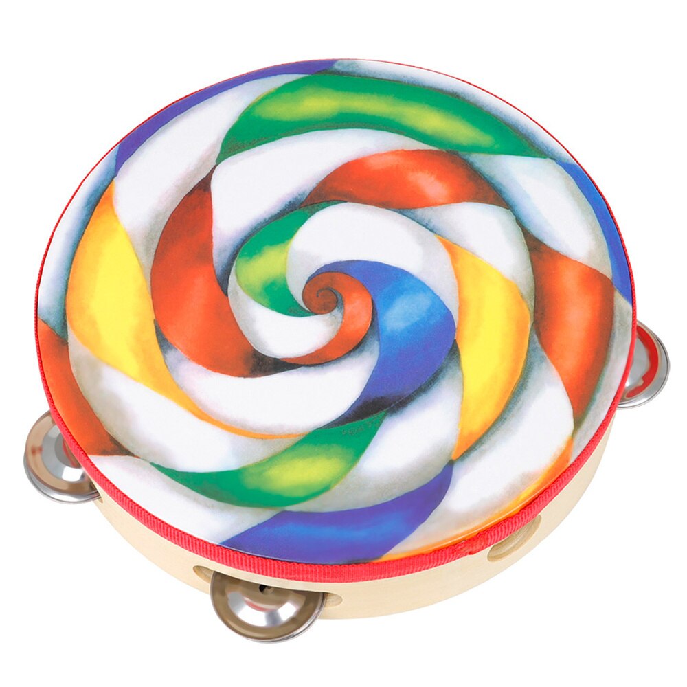 1pc Handheld Tamburin Lutscher Muster Trommel Glocke Percussion Instrument