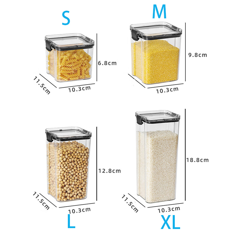 Caja de almacenamiento de alimentos transparente, contenedor de almacenamiento de alimentos con tapa, botes de plástico para organización de cocina y despensa, 1 ud.: XL