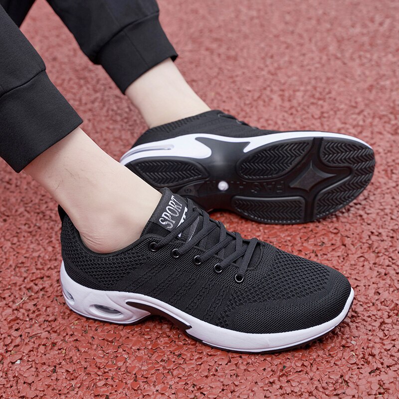 Pas cher Chaussures de Tennis pour hommes formateurs noir gris maille baskets Tenis Hombre hommes Chaussures de sport coussin Chaussures Homme