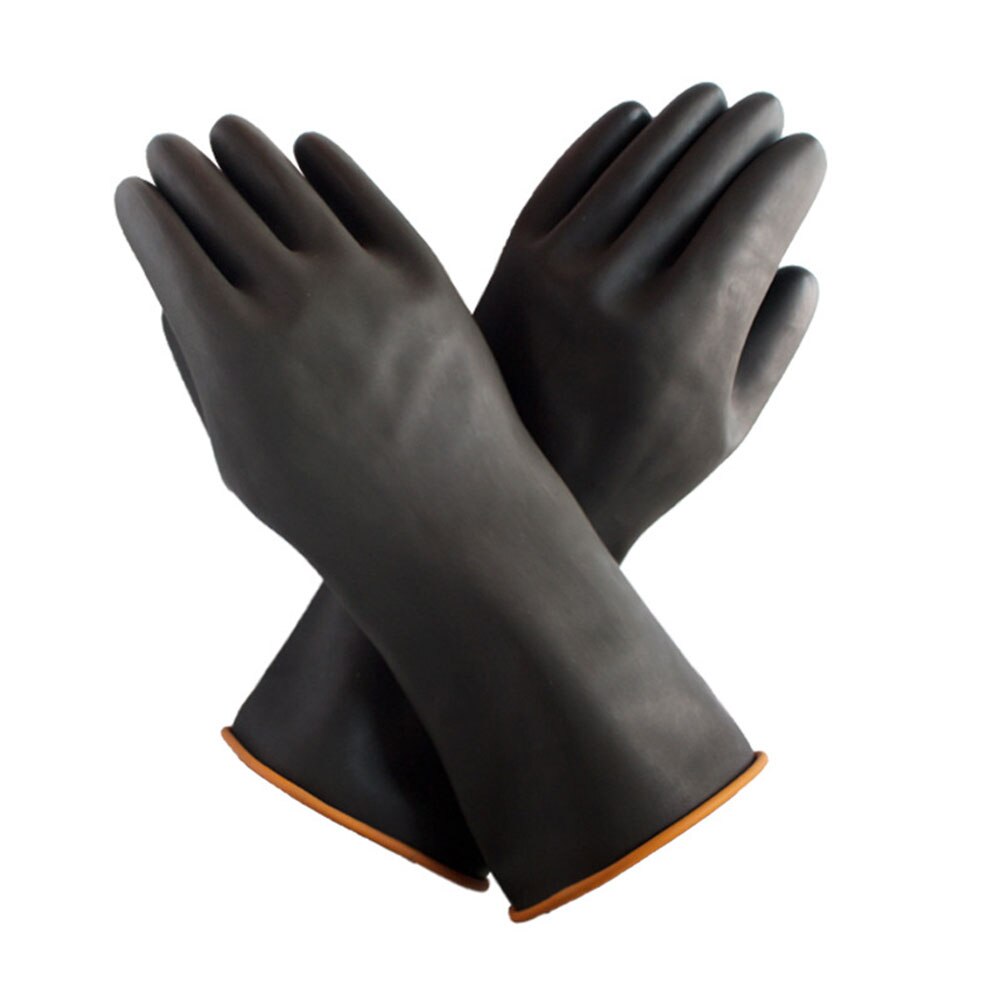 Long Gauntlets Black Thicken Heavy Duty Resist Acid Gardening Oil Protective Chemical Gloves Alkali Latex Industrial Safety Work