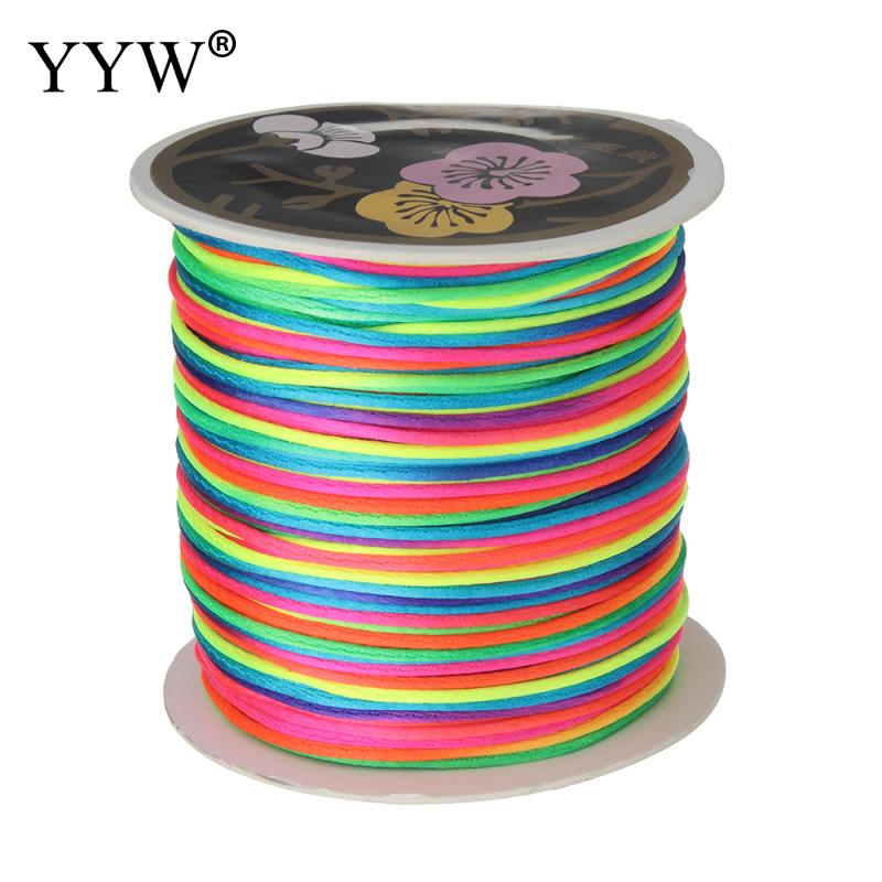 70 m/PC 1mm bobine de Nylon mélange couleur noir chinois Satin soie noeud macramé cordon perles européen tressé fil: multi colored