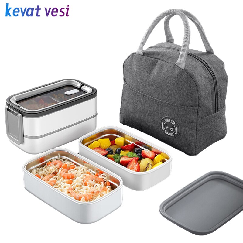 Lunch Box for Kids 304 Stainless Steel Bento Box Office Worker Microwae Heating Food Container Leakproof Food Storage Box
