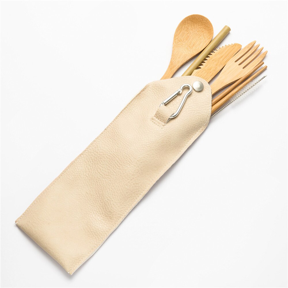 Eco-vriendelijke Reizen Herbruikbare Draagbare Bamboe Bestek Set Lepel Vork Eetstokje Sets 6 stks/set Straw Keuken Voedsel Servies Set
