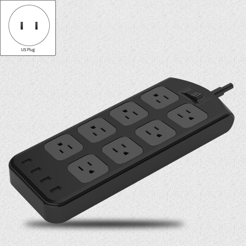 Power Strip With AC 8 Outlets 4 USB Charging Ports 2500W 5.9Feet Extension Cord Surge Protector For Home Office-US Plug