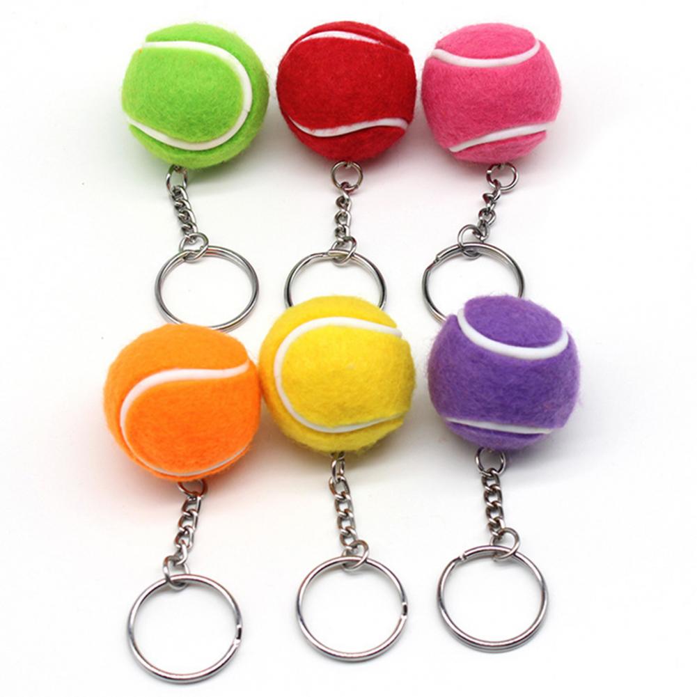 Keychain Key Ring Mini Lovely Soft Flocking Sport Ball Tennis for Kids