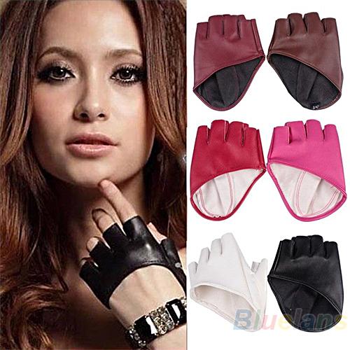 Dame Handschuhe Faux Leder Halb Finger Handschuhe Fahren Pole Tanzen Zeigen Handschuhe Punk Kühlen Faux Leder Handschuhe Für Frauen
