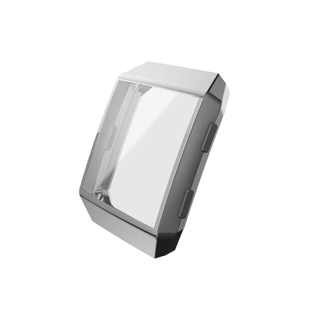 Silicone Frame Skin Cover Case Tpu Beschermende Shell Voor Fitbit Ionische Smart Horloge Screen Protector: SILVER