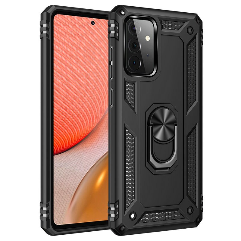 Funda rígida con anillo de Metal para Samsung Galaxy A72, 5G, 4G, SM-A726B, A725F, carcasa protectora: JS BK