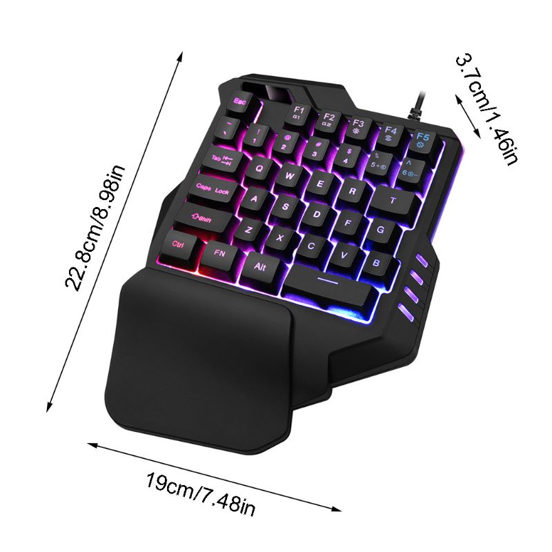 One-hand Gaming Keyboard Portable One Hand Mechanical Wired Colorful Backlit Macro Definition Gaming Keyboard