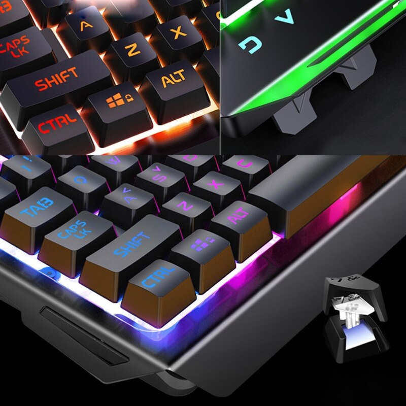 Gaming Keyboard Mouse Set Backlight Wired USB Ergonomic Mechanical Feel Gamer RGB Keyboard 104Keys for Tablet Desktop