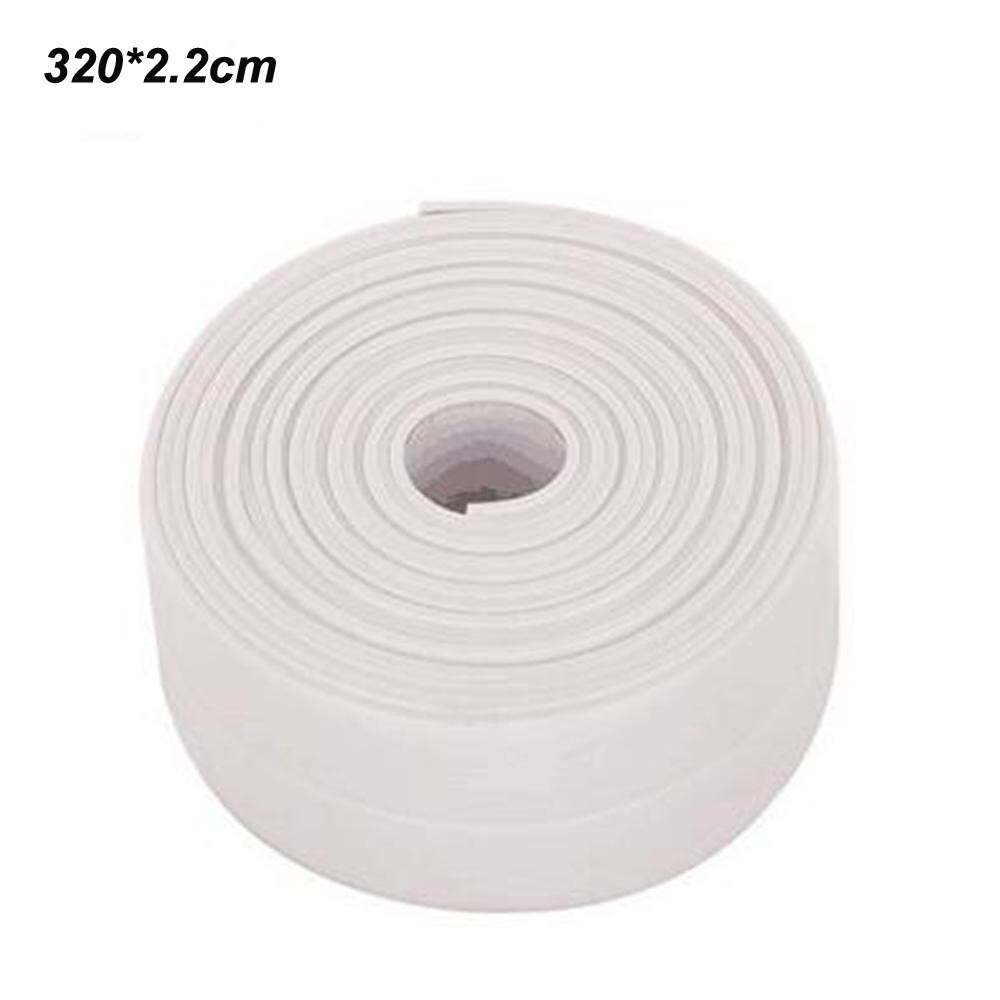 3.2m*22mm Self Adhesive Tape Waterproof Anti Moisture Bathroom Mosaic Wall Sticker Kitchen Stickers Sink Door Window Slit Strip: white 320cm type 1