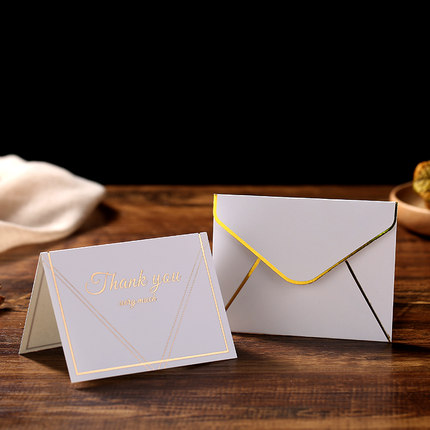 10 stk mini guld prægede tak kort valentine tillykke med fødselsdagen julefest bryllupsinvitationer brev lykønskningskort: Tak skal du have