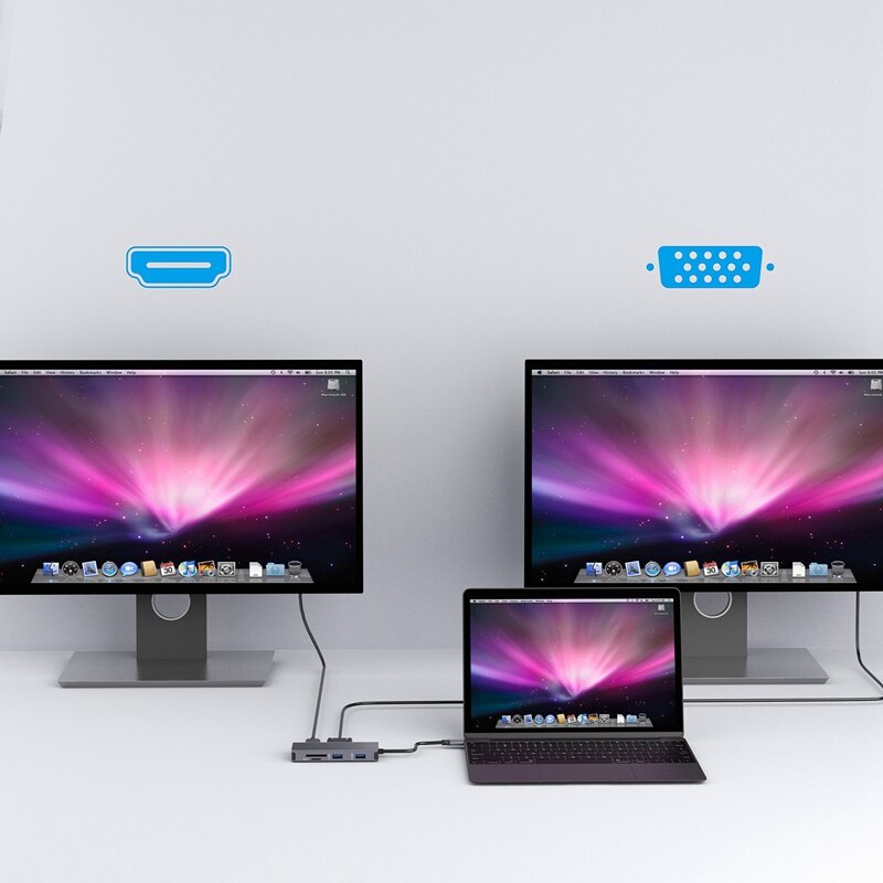 Docking Station Met Type C Plug Hdmi Vga USB3.0 O Power Levering Hub Voor Laptop Pro Hp Dell Oppervlak Lenovo samsung