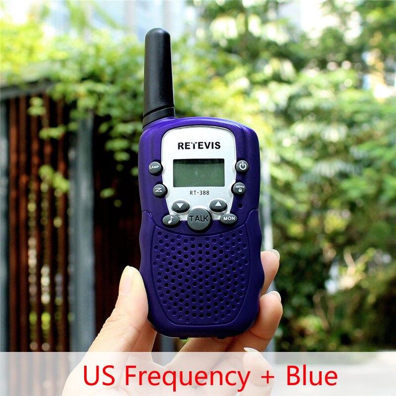 1 pc Retevis RT388 Mini Walkie Talkie Kids Radio 0.5W 8/22CH VOX Flashlight Handy Transceiver Children Toy Radio J7027: US Freq and Blue