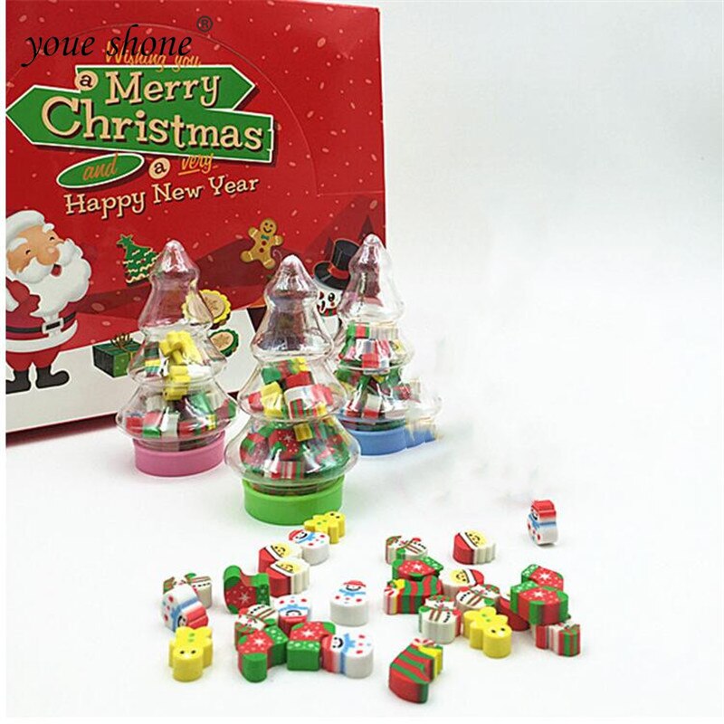 Christmas Tree Shaped Mini Eraser Student Learning Stationery Eraser Christmas Per Box 20 Erasers and Retail