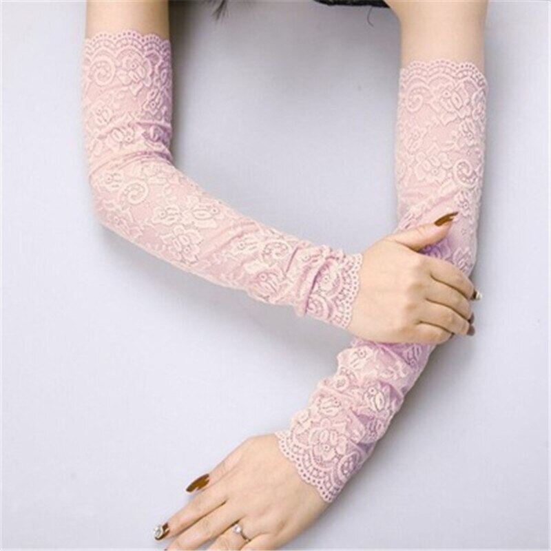 Summer Long-sleeved Sun Protection Gloves For Women Mesh Lace UV Thin Breathable Cycling Gloves Driving Arm Warmers Sleeves