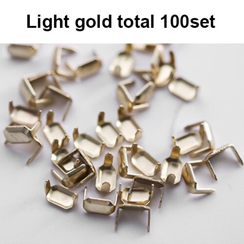 WUTA 100 set Solid Brass Leather Staples Copper Belt Loops Fastener Holder Strips Connector Holder Belt Clip Keeper Leathercraft: Light gold