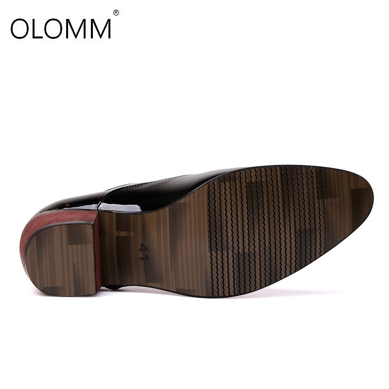 Men Dress Wedding Shoes Patent Glossy Leather 6cm High Heels Pointed Toe Heighten Oxford Shoes Party Prom