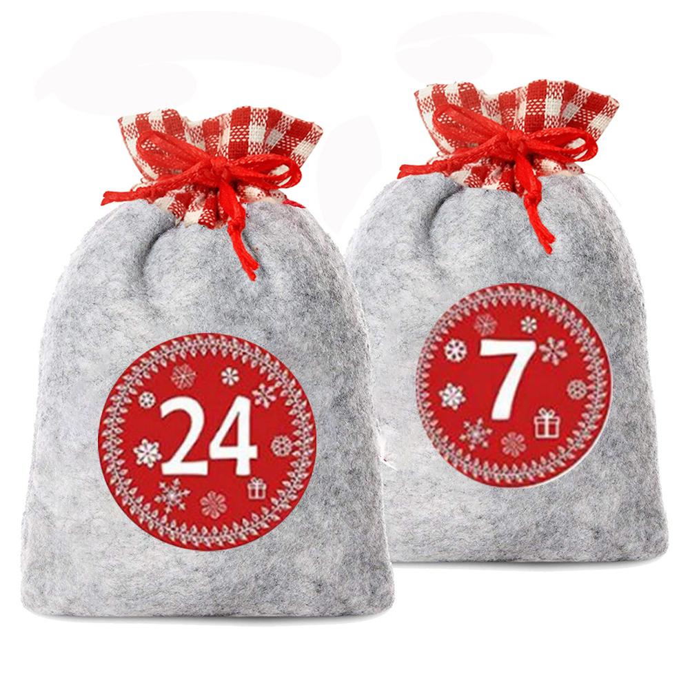 10*15CM Christmas Advent Calendar Felt Sack Bags for Christmas Countdown Christmas Advent Calendar Bags Set