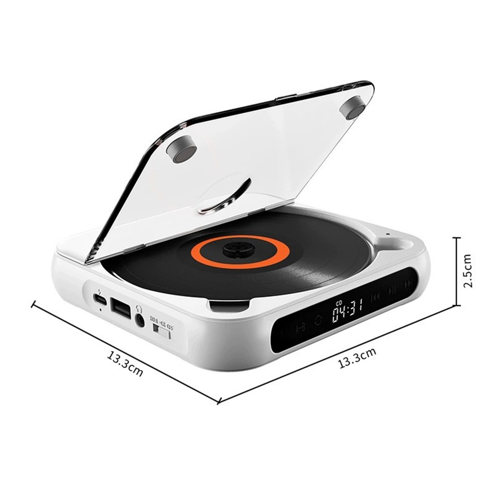 Portable CD Player With 5 Playback Modes Touchscreen Bluetooth-Compatible Earphone Mini Music CD Walkman For Student Men Women: WHITE