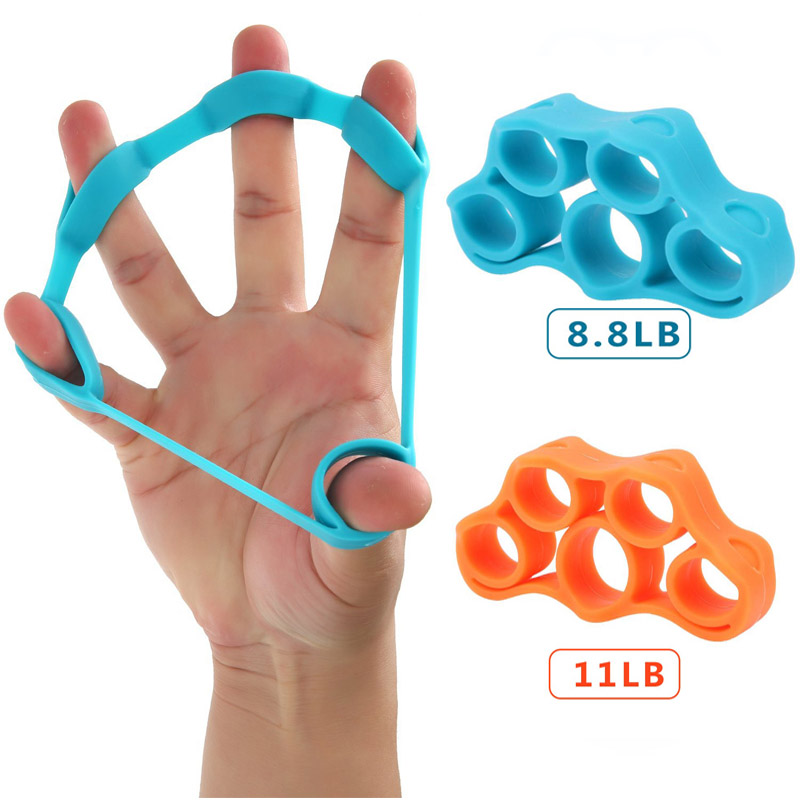 Finger resistance bands Hand Extensor Exerciser Finger Grip Strength Trainer Elastic Band String Chest Developer Fitness Set: Blue and Orange