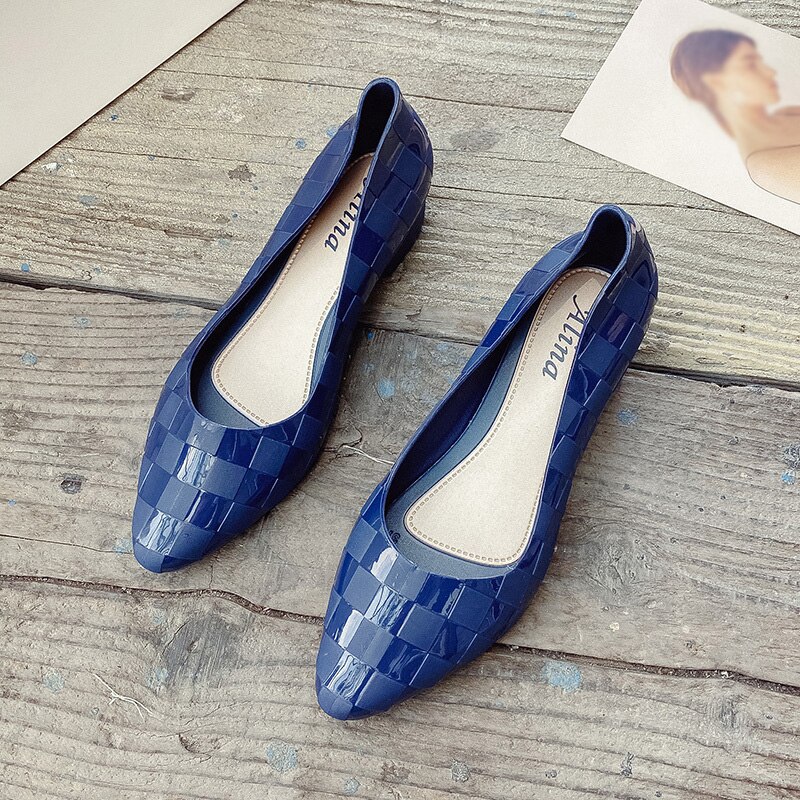 Waterdichte antislip damesschoenen koreaanse stijl pumps hakken rubberen jelly schoenen: Blauw / 36