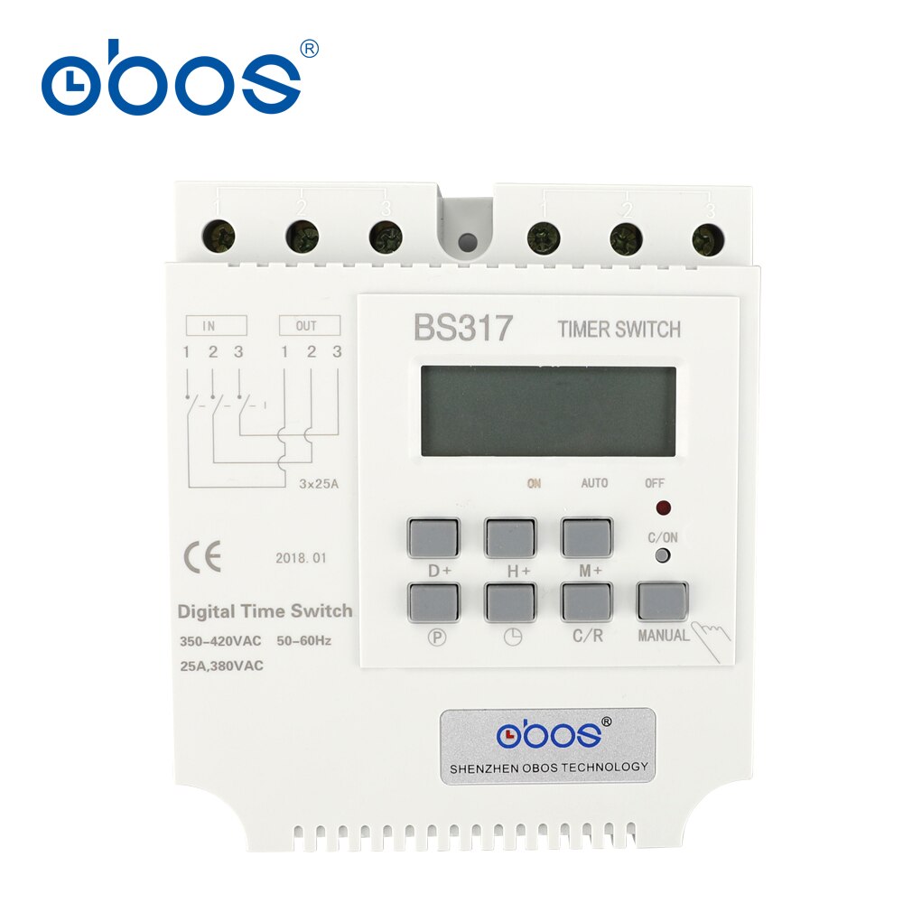 good credit good three phase 380V 25A din weekly timer digital timer with 17 times on/off time set range 1min-168H