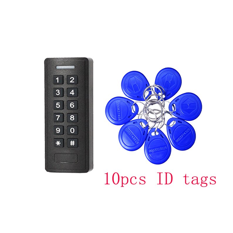 waterproof Standalone Access Controller with 10pcs EM keychains RFID Access Control ABS Keypad as door opener: 10tags