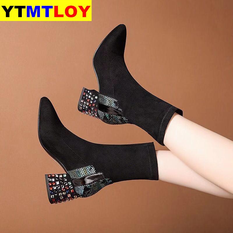 Bottes femmes saison daim strass bottes courtes femmes velours bottes courtes taille 35-40