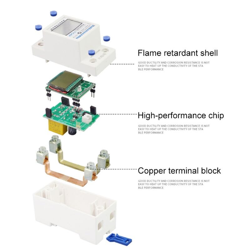 LCD Digital Power Consumption Meter Single Phase Energy Meter Watt kWh 230V AC H7ED