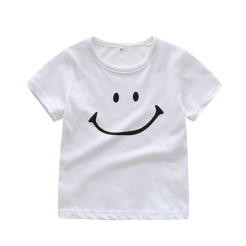 Sommer baby pige dreng kortærmede t-shirts til børn smile trykte toppe tees shirts afslappet bluse børn smile print toppe shirt