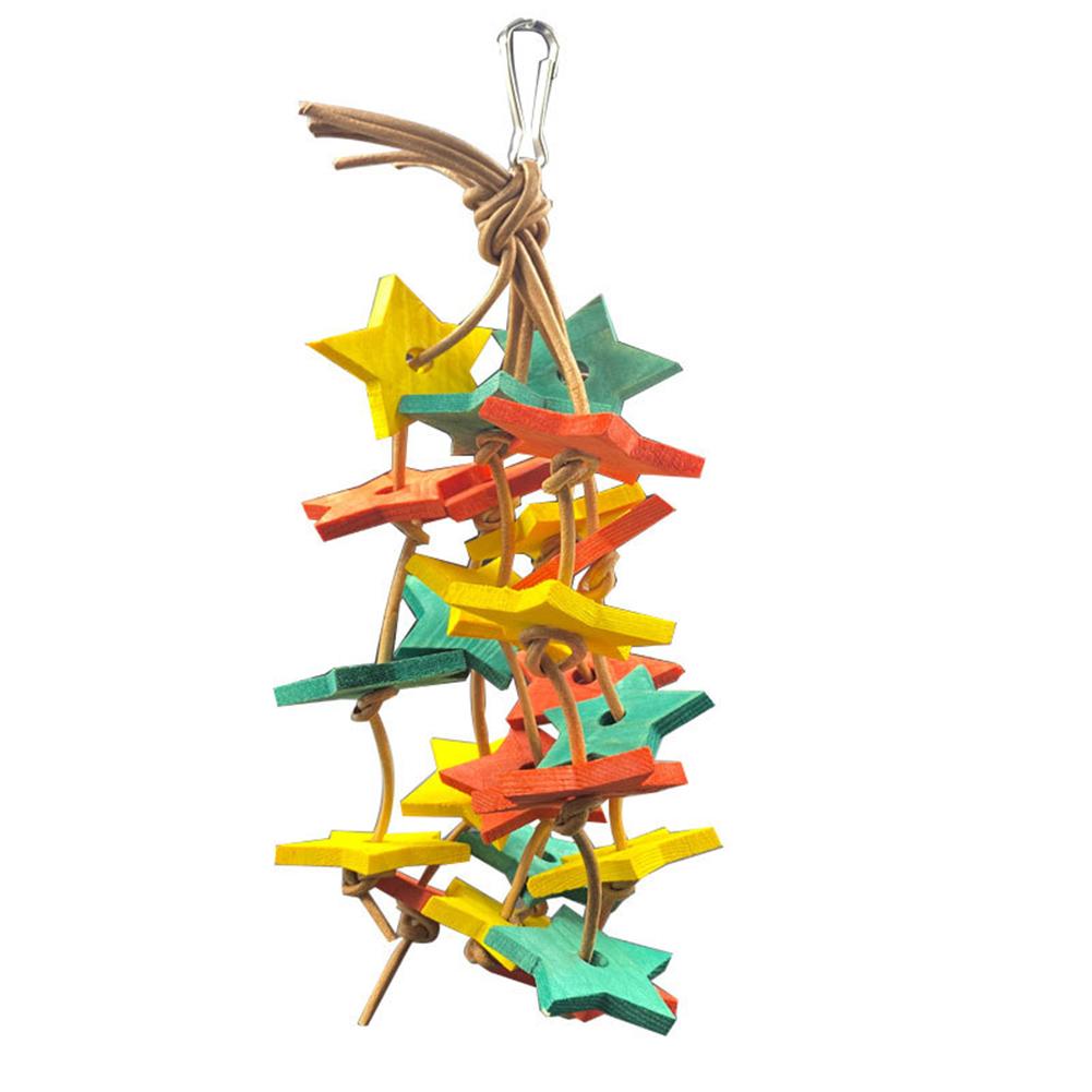 Houten Chew Speelgoed Vogel Papegaai Blokken Knopen Scheuren Speelgoed Vijfpuntige Ster Vogelkooi Accessoires Vogel Benodigdheden Papegaai Speelgoed: colorful