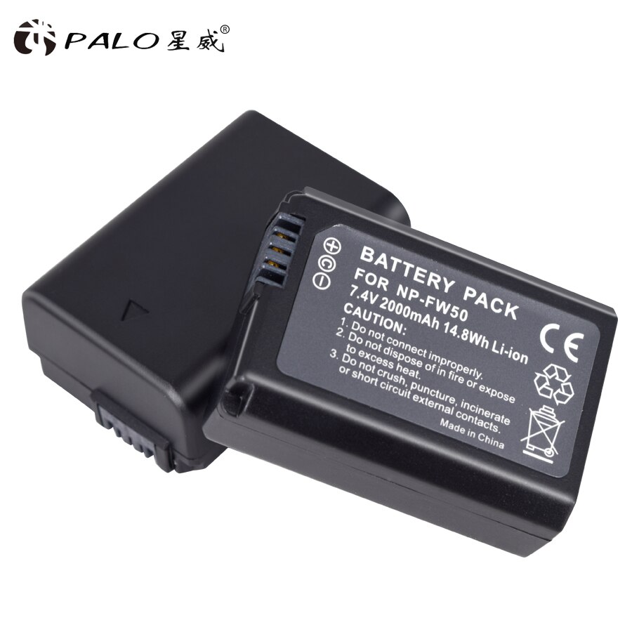 PALO 2pc NP-FW50 NPFW50 Camera Battery+LCD USB Dual Charger Fast Charge for Sony Alpha a6500 a6300 a6000 a5000 a3000 NEX-3 a7R