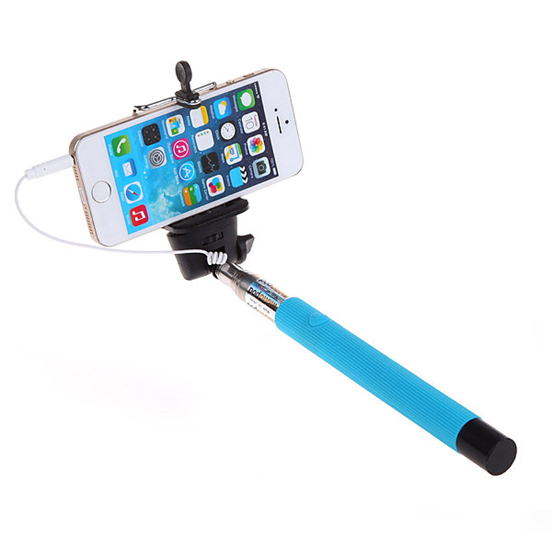 100CM Extendable Handheld Selfie Stick With Remote Shutter Button 3.5mm Cable Wired Selfie Monopod For Android IOS Phone GV99