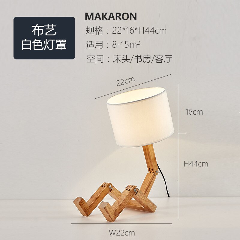 Neue Holz Roboter bilden Klapptisch Lampe Kreative Europäischen Schlafzimmer Studie Schlafzimmer Nacht Leinen Lampe Schatten Tisch Lampe: B / drei Farbe hell