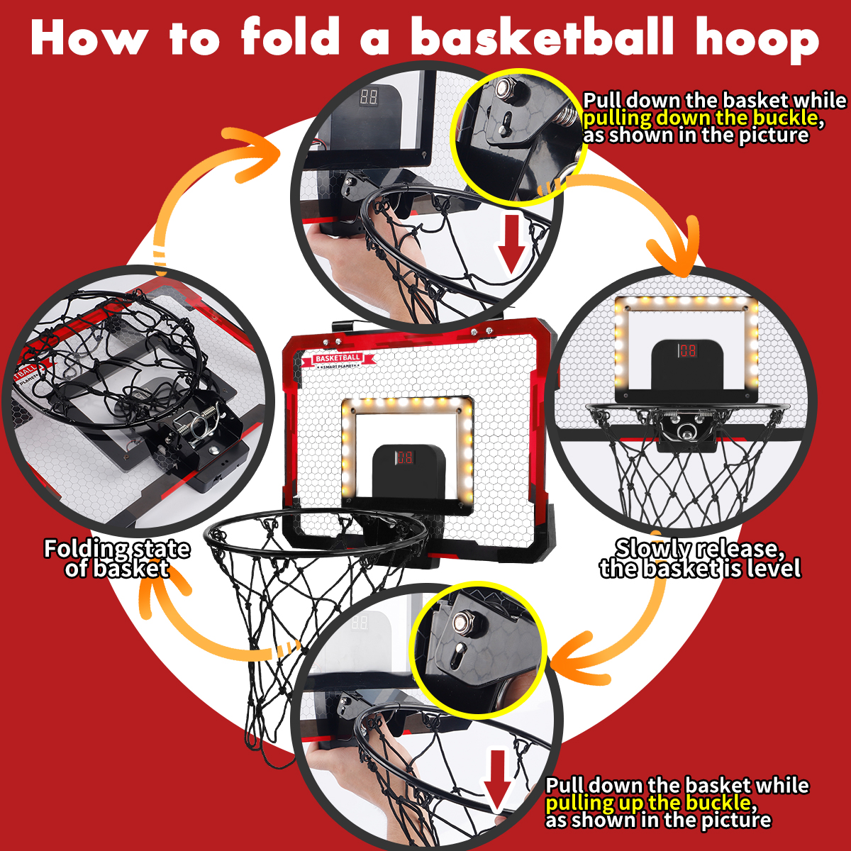 Indoor Kids Basketball Hoop, Dunkable Mini Basketball Hoop Over-the-Door, Teen Toy, Halloween/Christmas/Thanksgiving