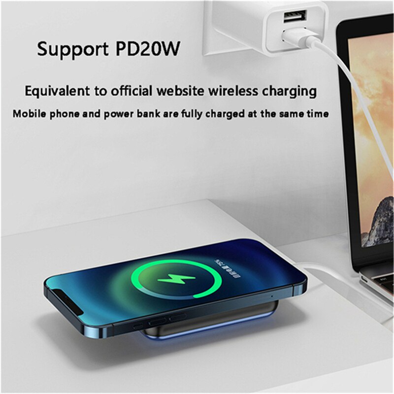 Ładowarka magnetyczna 15W moc Bank dla Magsafe iphone 12 12zawodowiec Max 12 mini ultra-cienka bezprzewodowa ładowarka skarb dodatkowa bateria