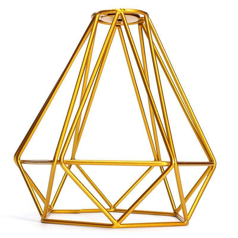 Iron Wire Cage Hanging Lamp Shade Pendant Light Chandelier Lampshade For Hotels KTV And Restaurant Industrial Decora: Gold