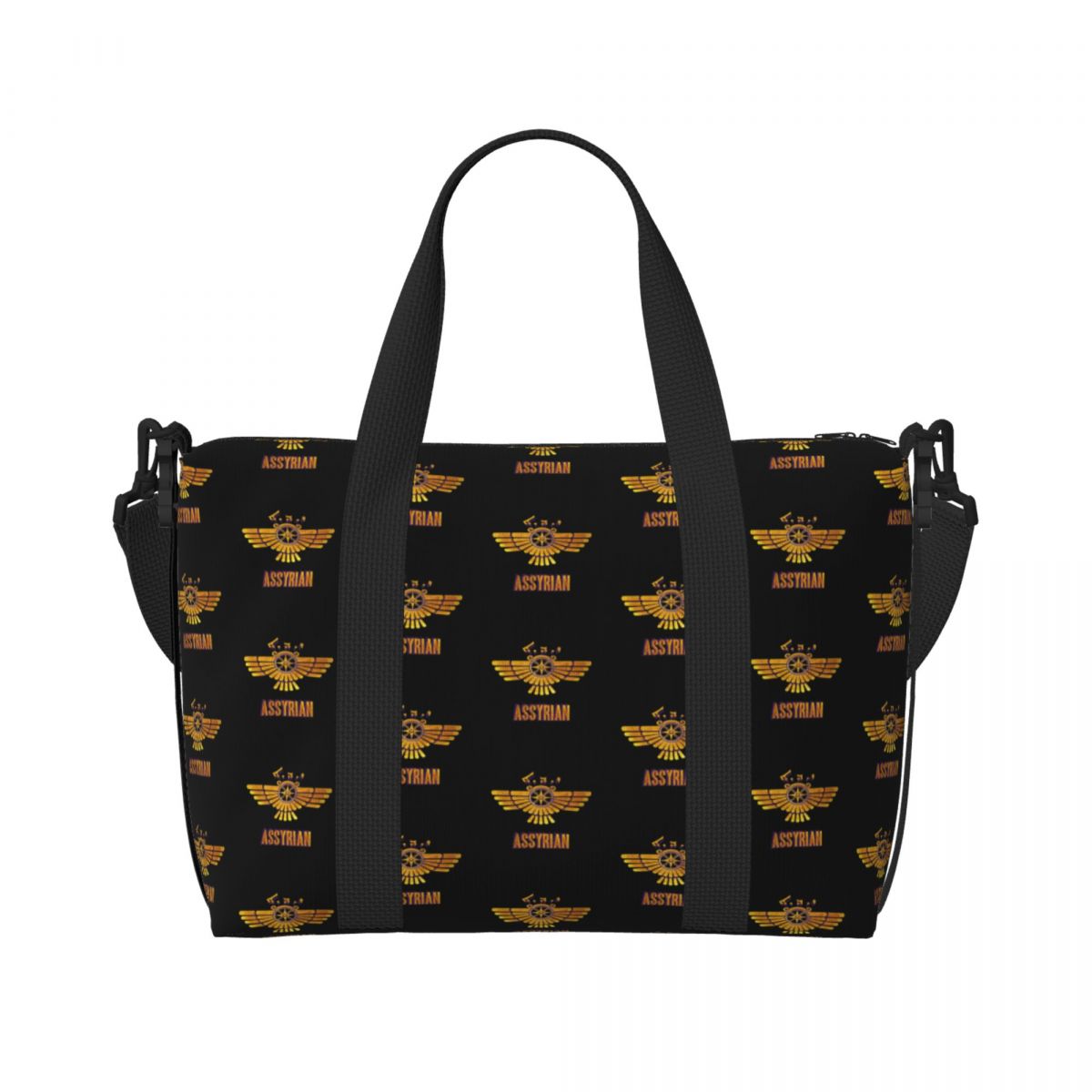 Custom Large Syriac Suryoyo Flag Logo Tote Bag for Women Aramean Assyria Shoulder Shopping Gym Beach Travel Bag: Clear