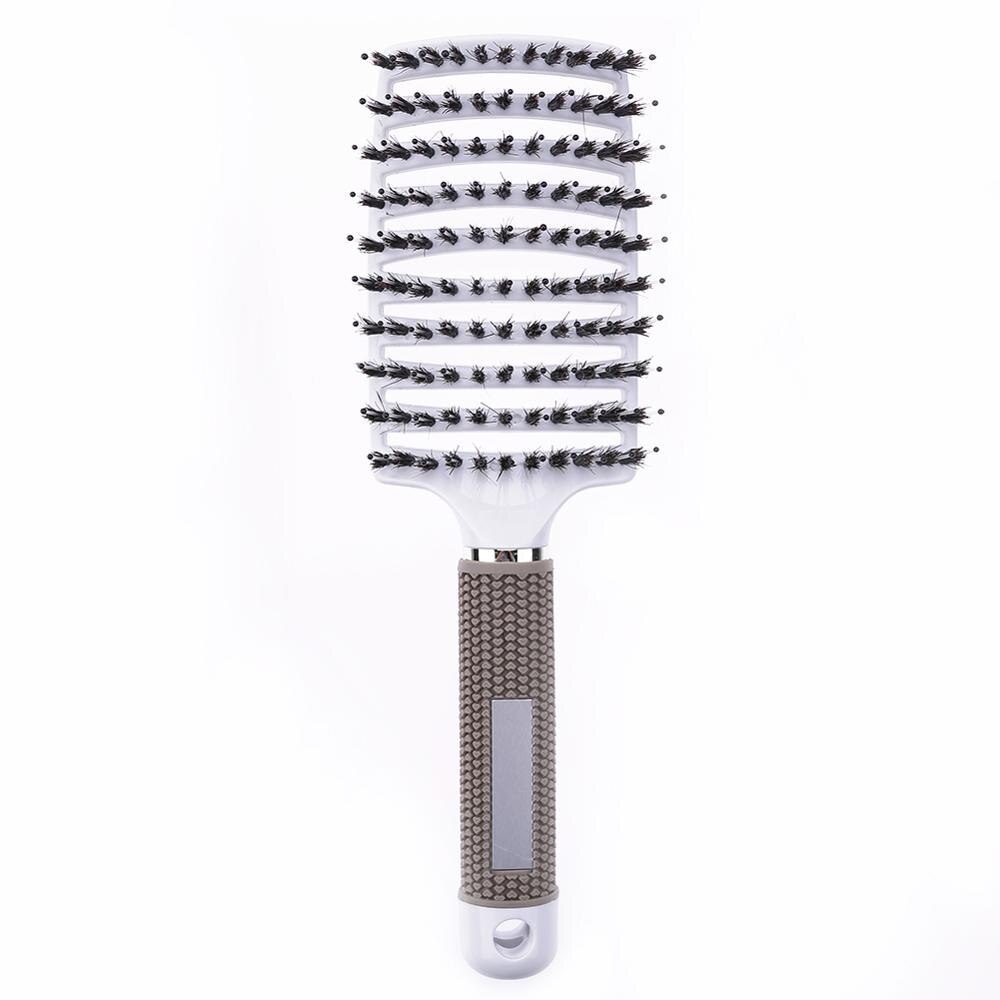 Meninas cabelo couro cabeludo massagem pente escova de cabelo cerdas náilon feminino molhado encaracolado desembaraçar escova de cabelo para salão de cabeleireiro ferramentas de estilo: White