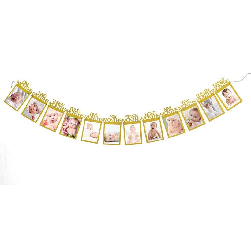 Frame Kids Birthday Decorations 1-12 Month baby Photo holder Photo Banner Monthly Photo Frame Wall baby Photo folder